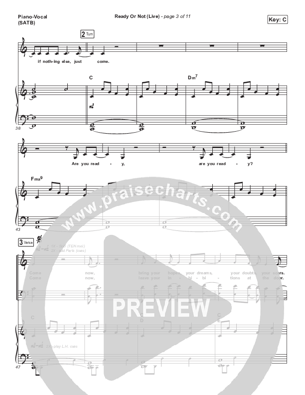 Ready Or Not (Live) Piano/Vocal (SATB) (Hillsong UNITED)