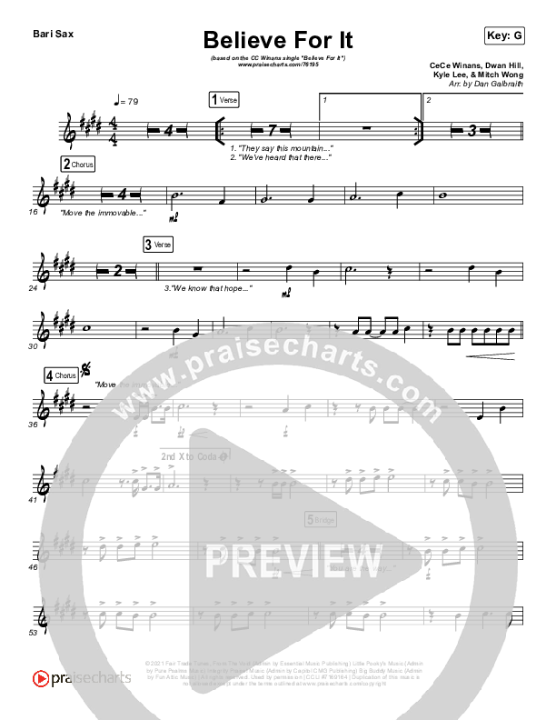 Believe For It (Live) Bari Sax (CeCe Winans)