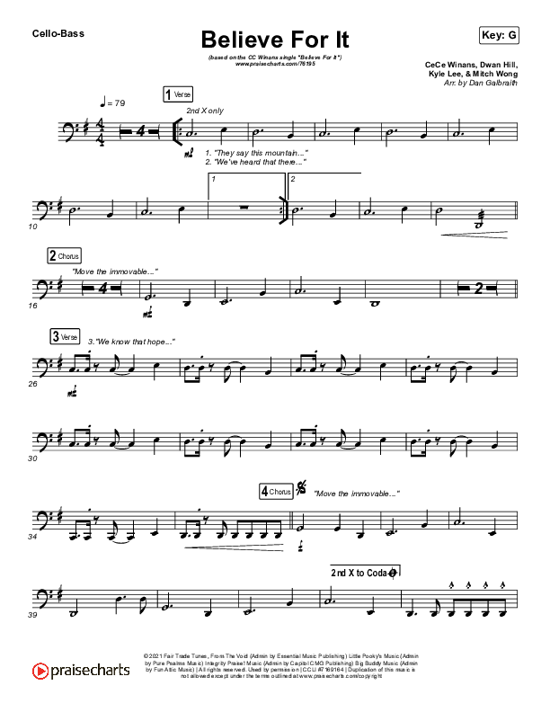Believe For It (Live) Cello/Bass (CeCe Winans)