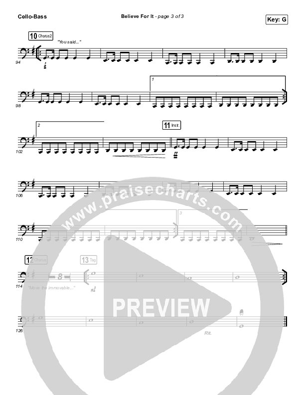 Believe For It (Live) Cello/Bass (CeCe Winans)