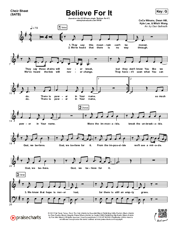 Believe For It (Live) Choir Vocals (SATB) (CeCe Winans)