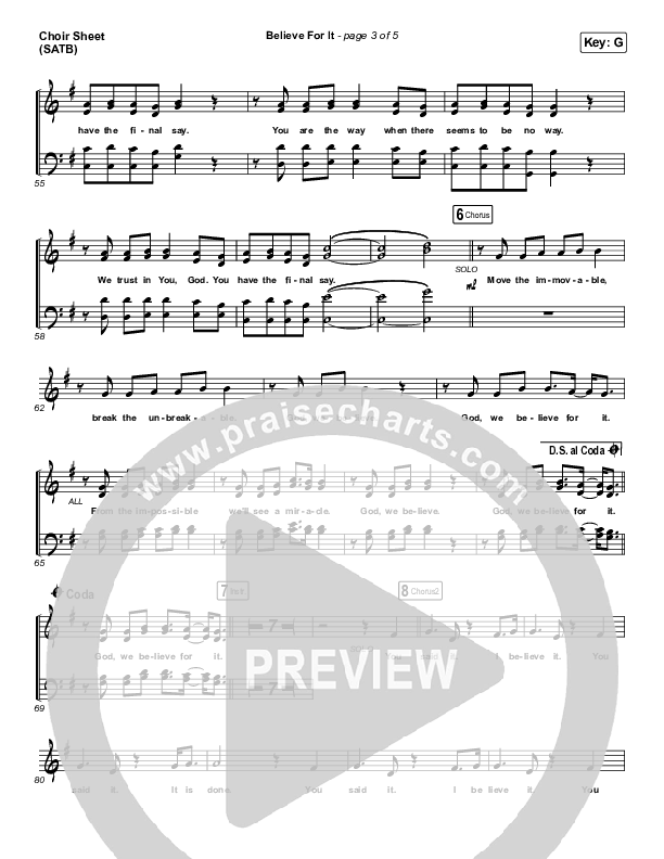 Believe For It (Live) Choir Vocals (SATB) (CeCe Winans)