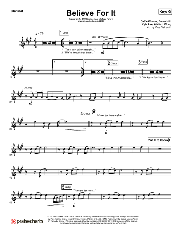 Believe For It (Live) Clarinet (CeCe Winans)