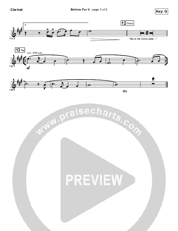 Believe For It (Live) Clarinet (CeCe Winans)