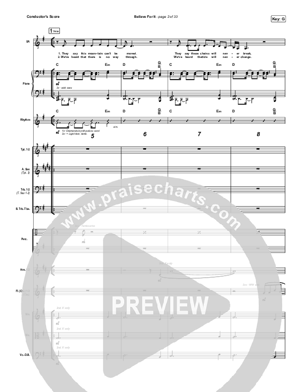 Believe For It (Live) Conductor's Score (CeCe Winans)