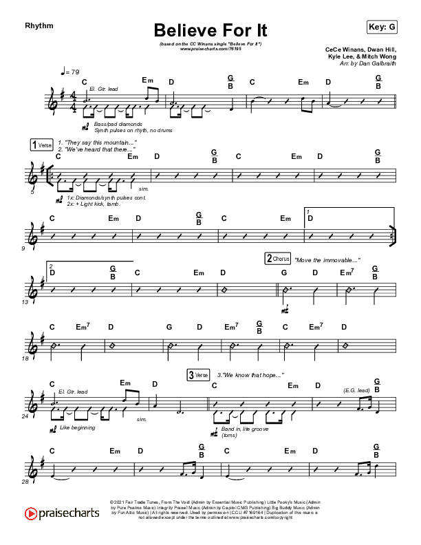 Believe For It (Live) Rhythm Chart (CeCe Winans)