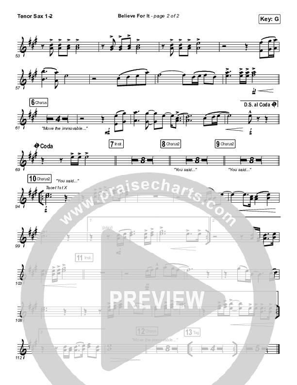 Believe For It (Live) Tenor Sax 1/2 (CeCe Winans)