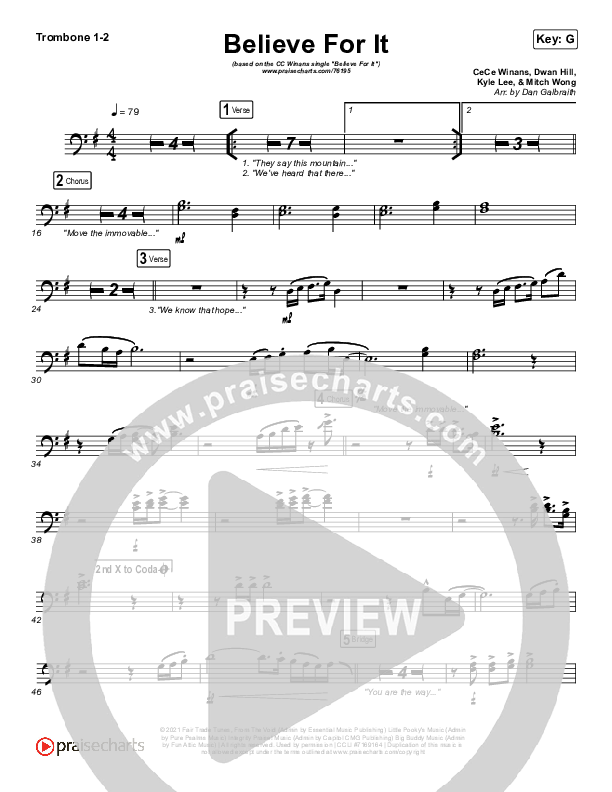 Believe For It (Live) Trombone 1/2 (CeCe Winans)