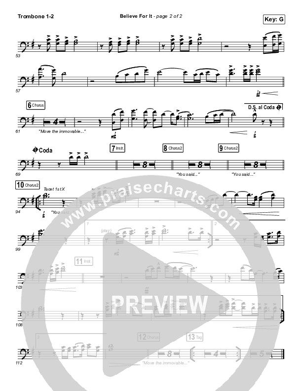 Believe For It (Live) Trombone 1/2 (CeCe Winans)