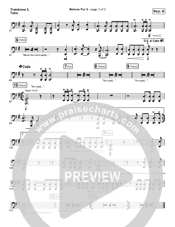 Believe For It (Live) Trombone 3/Tuba (CeCe Winans)