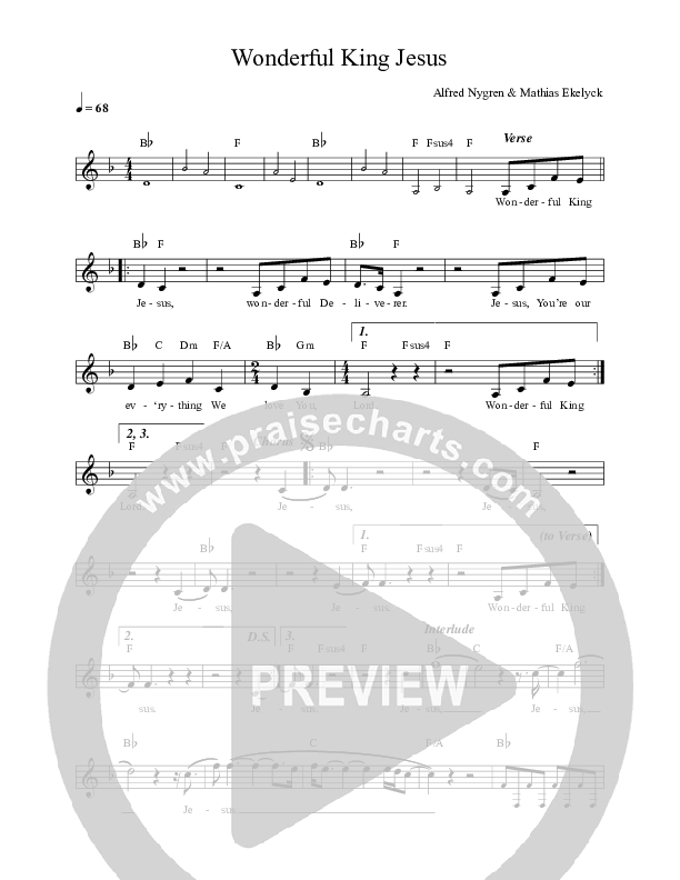 Wonderful King Jesus Lead Sheet (New Wine Worship)