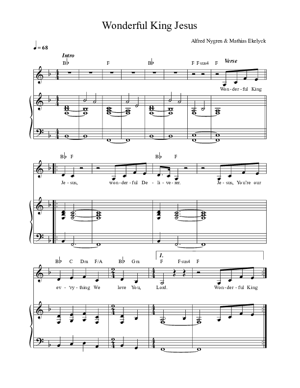 Wonderful King Jesus Piano/Vocal (New Wine Worship)