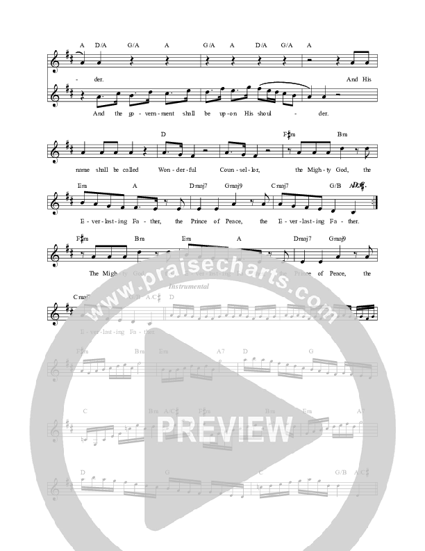 For Unto Us A Child Is Born Lead Sheet (The Sing Team)