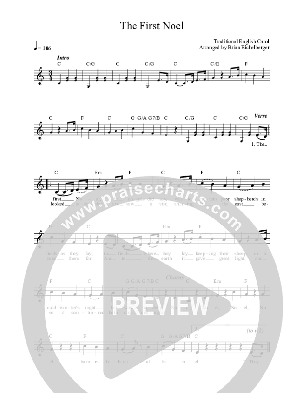 The First Noel Lead Sheet (The Sing Team)