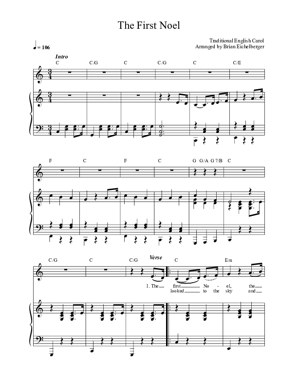 The First Noel Lead & Piano (The Sing Team)