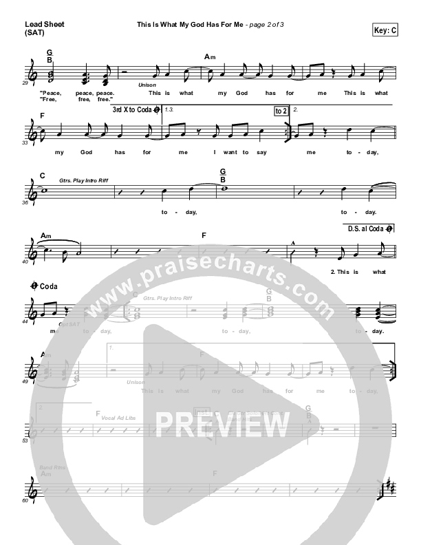 This Is What My God Has For Me Lead Sheet (Tommy Walker)