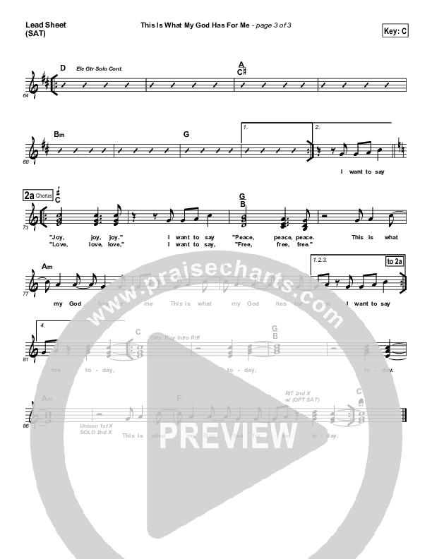 This Is What My God Has For Me Lead Sheet (Tommy Walker)