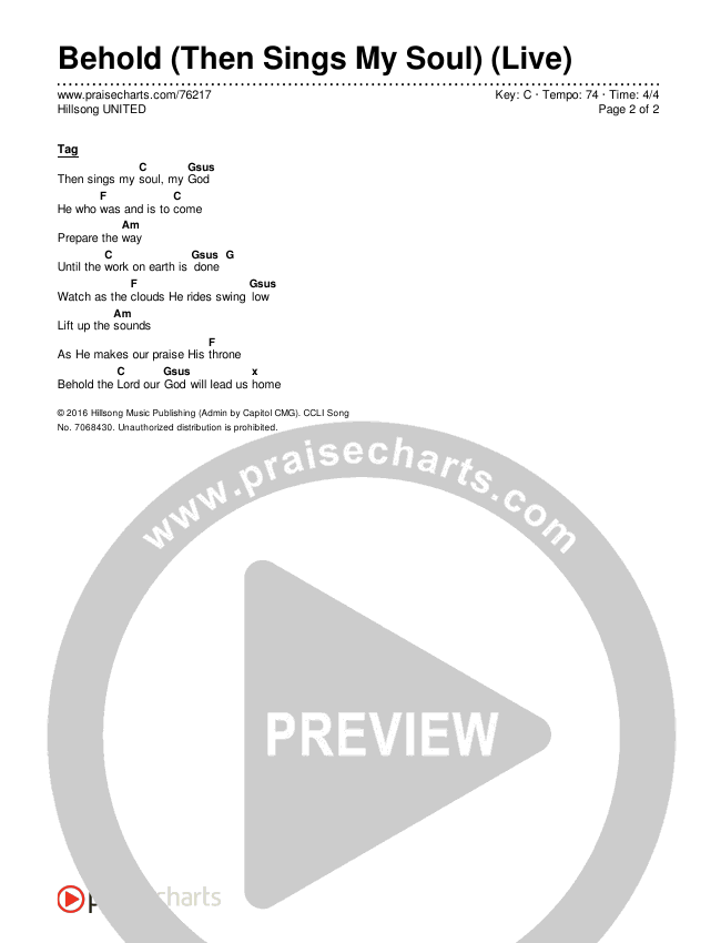 Behold (Then Sings My Soul) (Live) Chords & Lyrics (Hillsong UNITED)