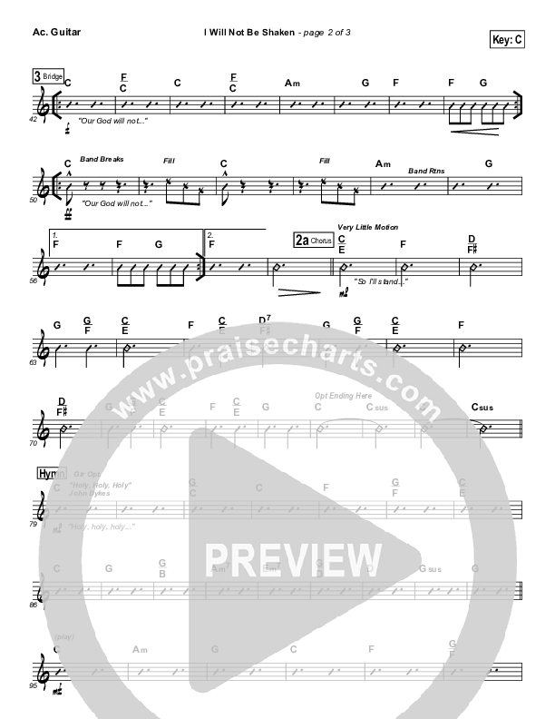 I Will Not Be Shaken Acoustic Guitar (Tommy Walker)