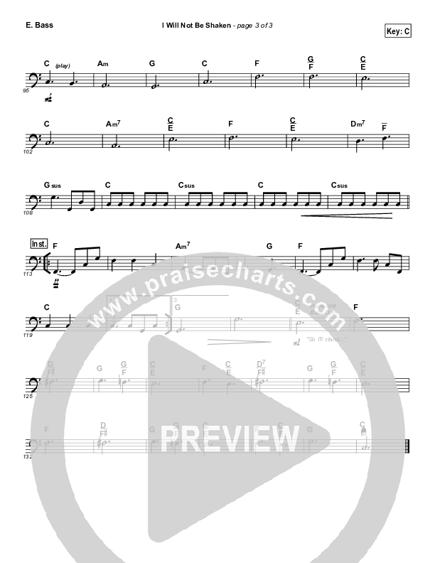 I Will Not Be Shaken Bass Guitar (Tommy Walker)