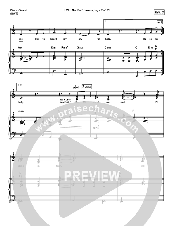 I Will Not Be Shaken Piano/Vocal (Tommy Walker)