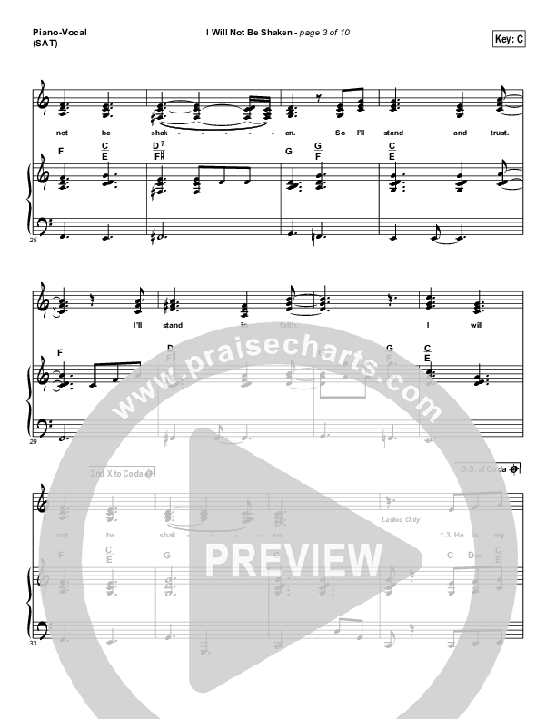 I Will Not Be Shaken Piano/Vocal (Tommy Walker)