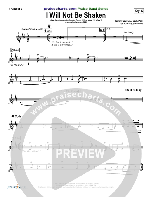 I Will Not Be Shaken Trumpet 3 (Tommy Walker)