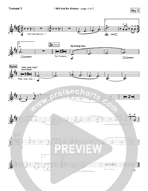 I Will Not Be Shaken Trumpet 3 (Tommy Walker)