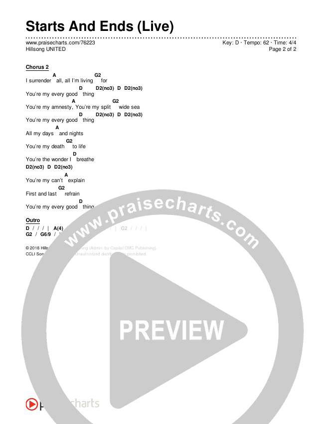 Starts And Ends (Live) Chords & Lyrics (Hillsong UNITED)