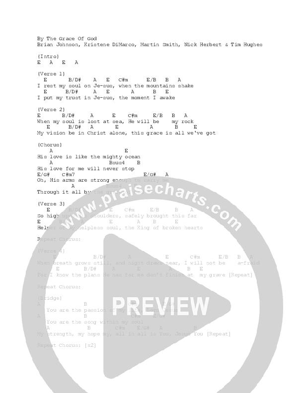 By The Grace Of God Chord Chart (Gas Street Music)