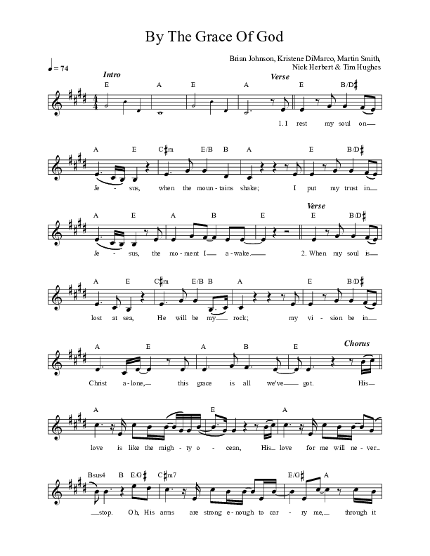 By The Grace Of God Lead Sheet (Gas Street Music)