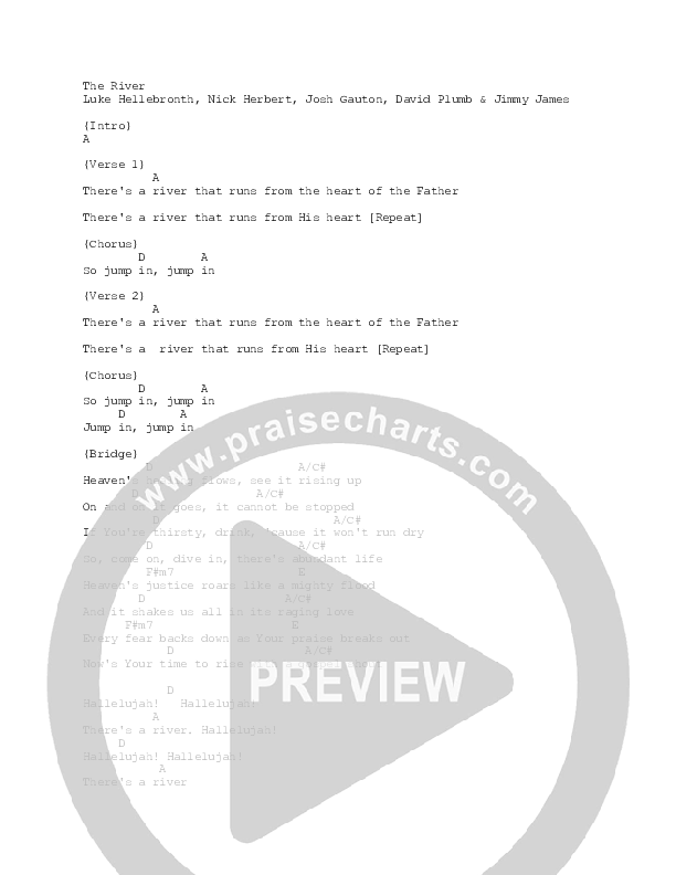 The River (Single) Chord Chart (Gas Street Music)