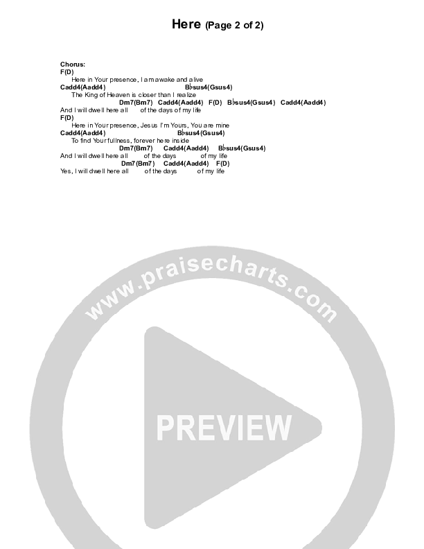 Here Chord Chart (Tim Timmons)
