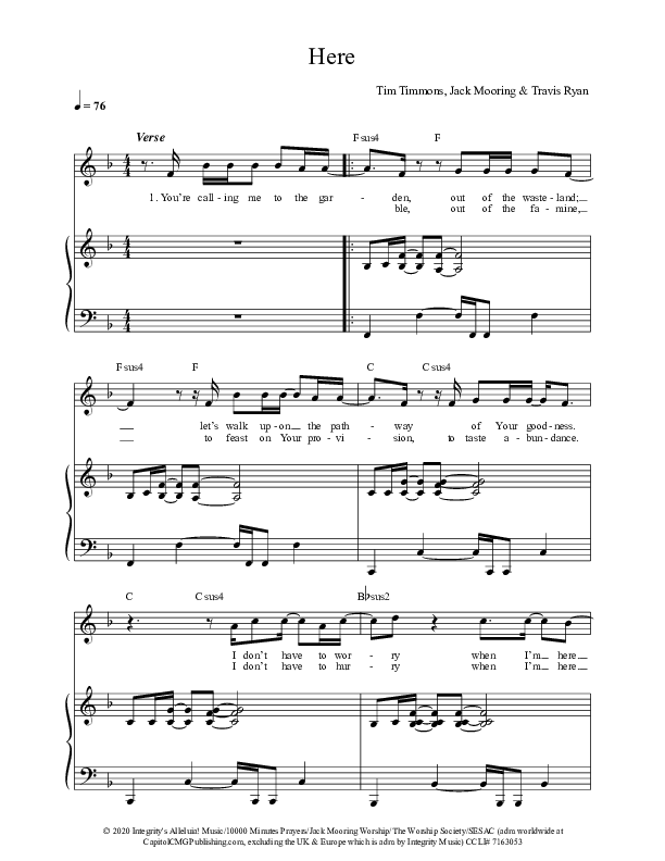 Here Lead & Piano (Tim Timmons)