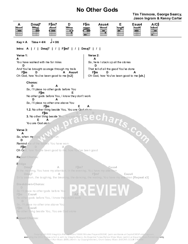 No Other Gods Chord Chart (Tim Timmons)