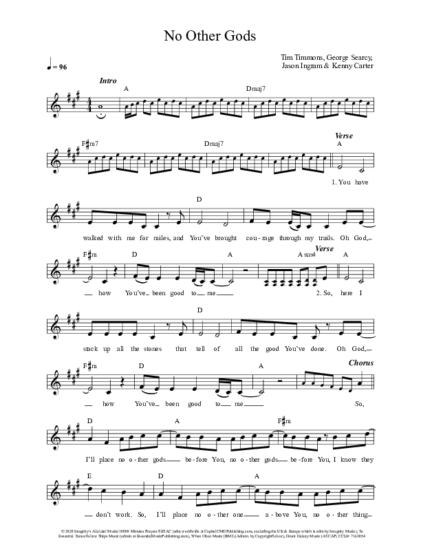 No Other Gods Lead Sheet (Tim Timmons)