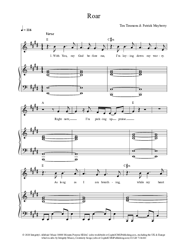 Roar Lead & Piano (Tim Timmons)