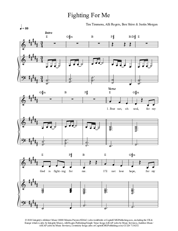 Fighting For Me Piano/Vocal (Tim Timmons)