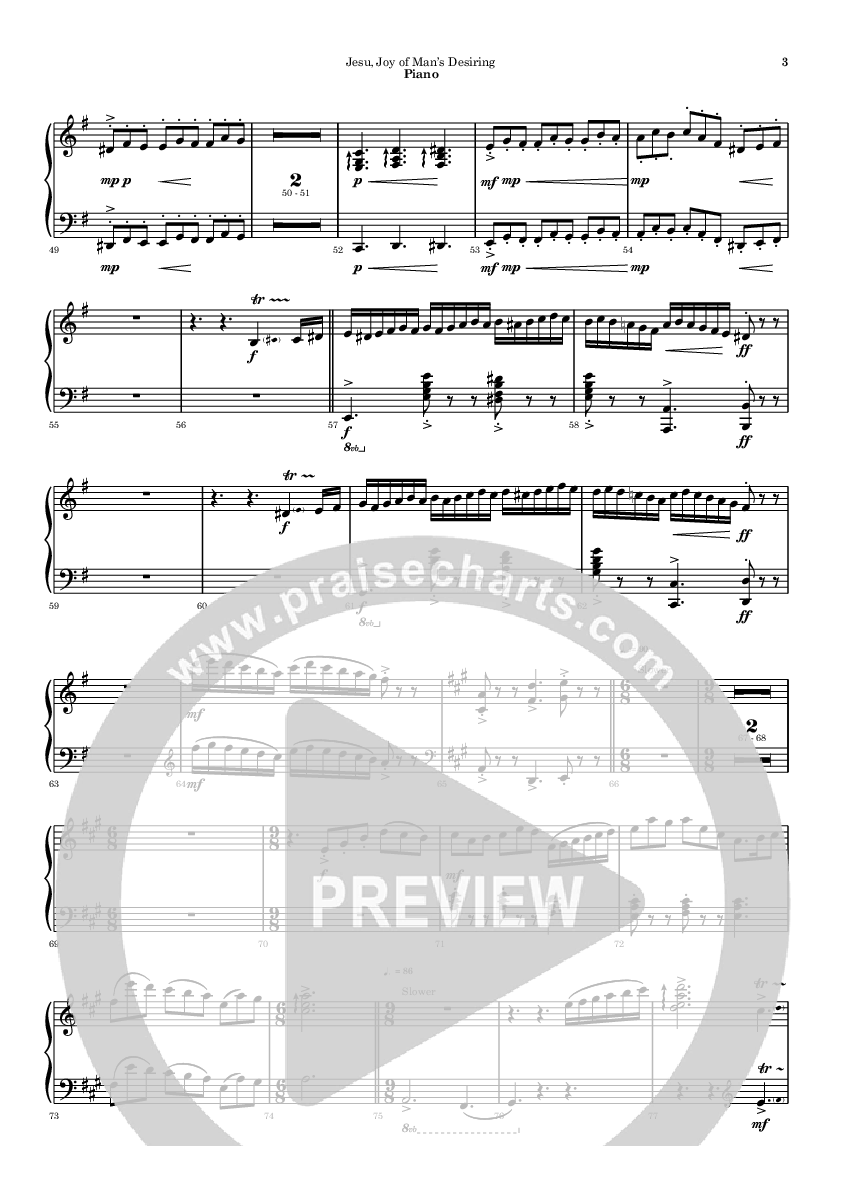 Jesu Joy Of Mans Desiring Piano Sheet (Ric Flauding)