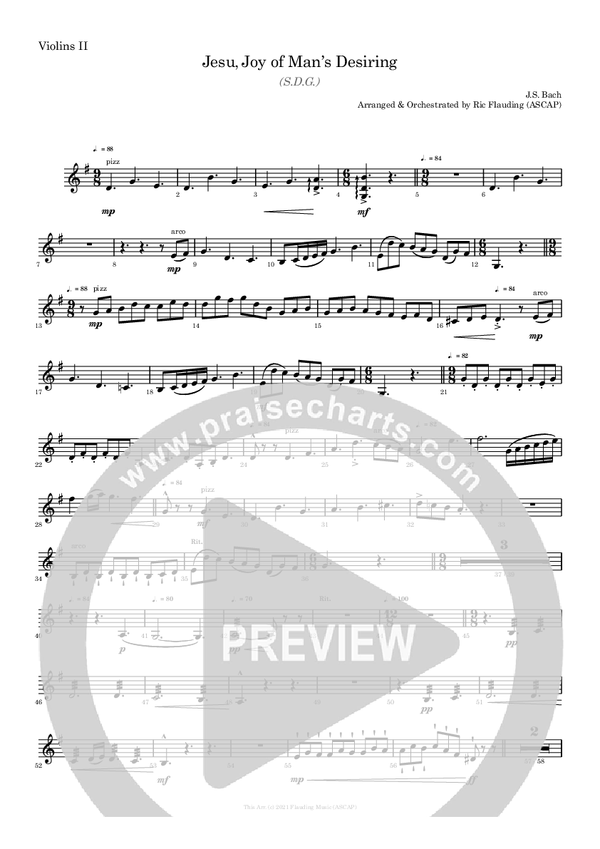 Jesu Joy Of Mans Desiring Violin 2 (Ric Flauding)