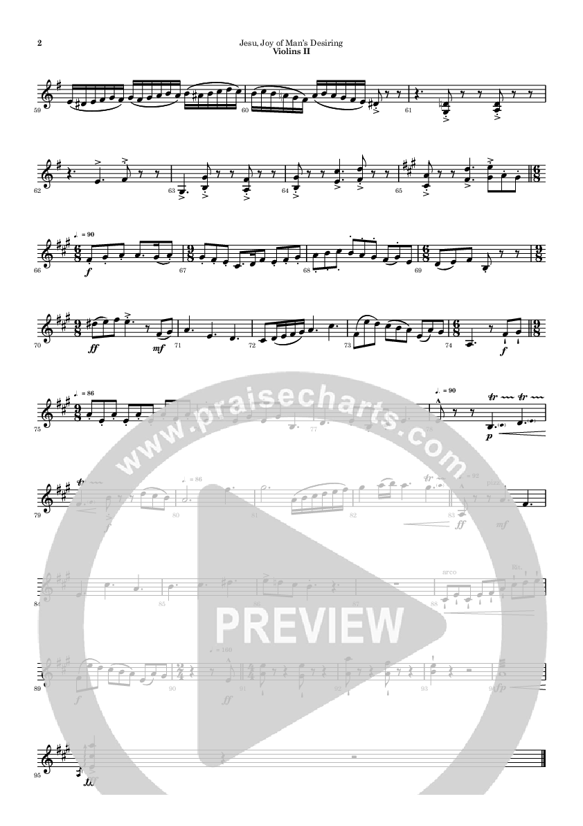 Jesu Joy Of Mans Desiring Violin 2 (Ric Flauding)