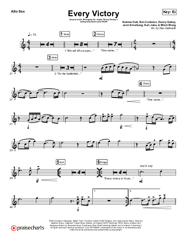 Every Victory Alto Sax (The Belonging Co / Danny Gokey)