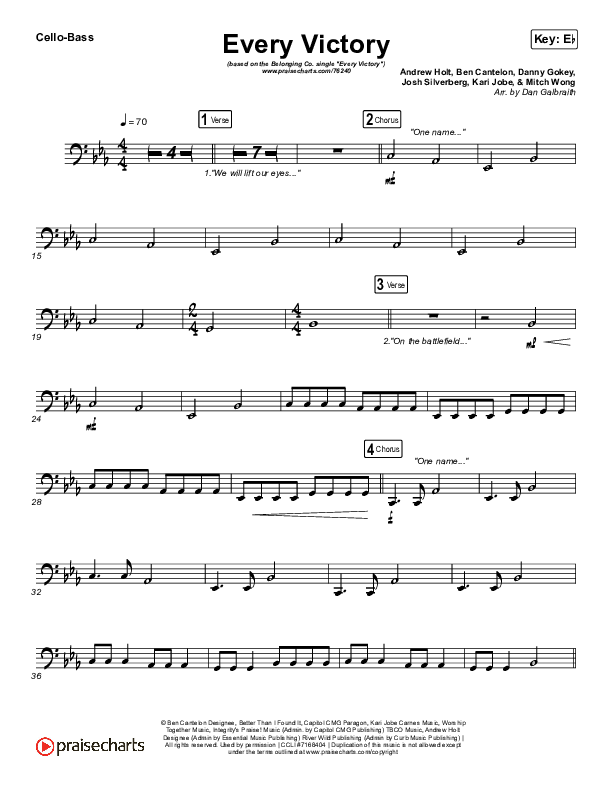 Every Victory Cello/Bass (The Belonging Co / Danny Gokey)