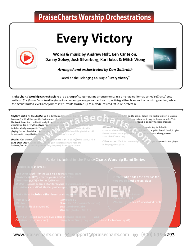 Every Victory Cover Sheet (The Belonging Co / Danny Gokey)