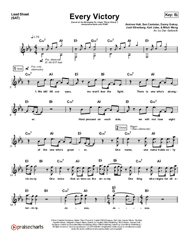 Every Victory Lead Sheet (SAT) (The Belonging Co / Danny Gokey)