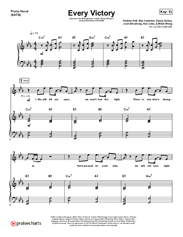 Every Victory Piano/Vocal (SATB) (The Belonging Co / Danny Gokey)