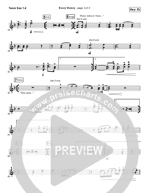 Every Victory Tenor Sax 1/2 (The Belonging Co / Danny Gokey)