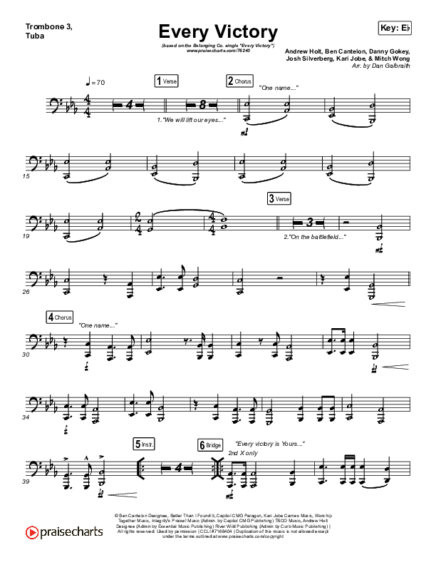Every Victory Trombone 3/Tuba (The Belonging Co / Danny Gokey)