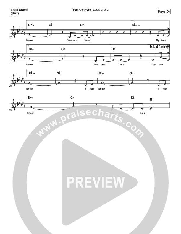 You Are Here Lead Sheet (SAT) (Dennis Jernigan)