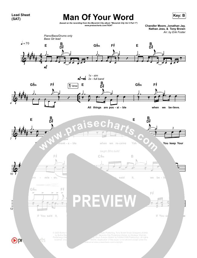 Man Of Your Word Sheet Music PDF (Maverick City Music) - PraiseCharts
